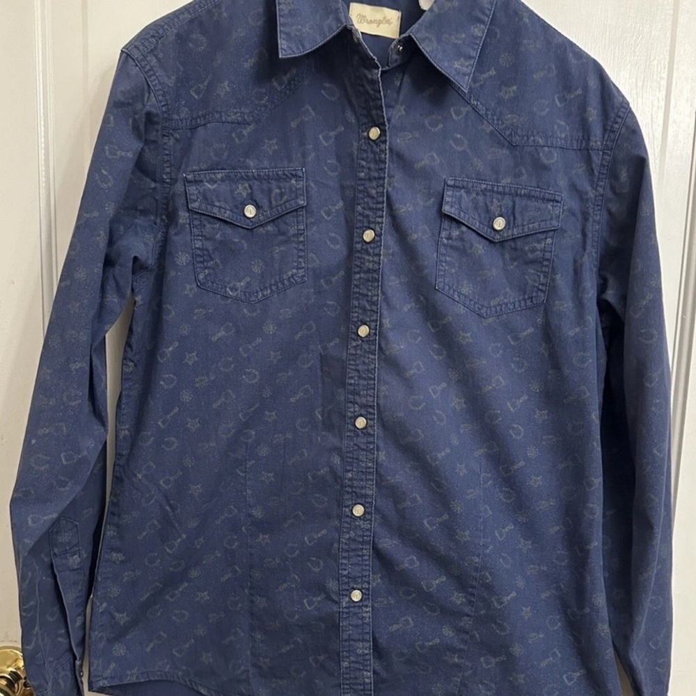 Wrangler Western Print Pearl Button Down Shirt